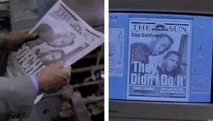 As primeiras páginas do jornal The Sun no filme The Paper.